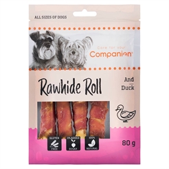 Companion Duck Rawhide Roll Tyggeruller med Tørret And 80g